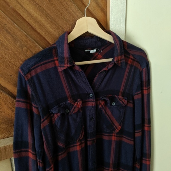 URBAN OUTFITTERS Navy Red Plaid Flannel Size Small - Picture 6 of 6